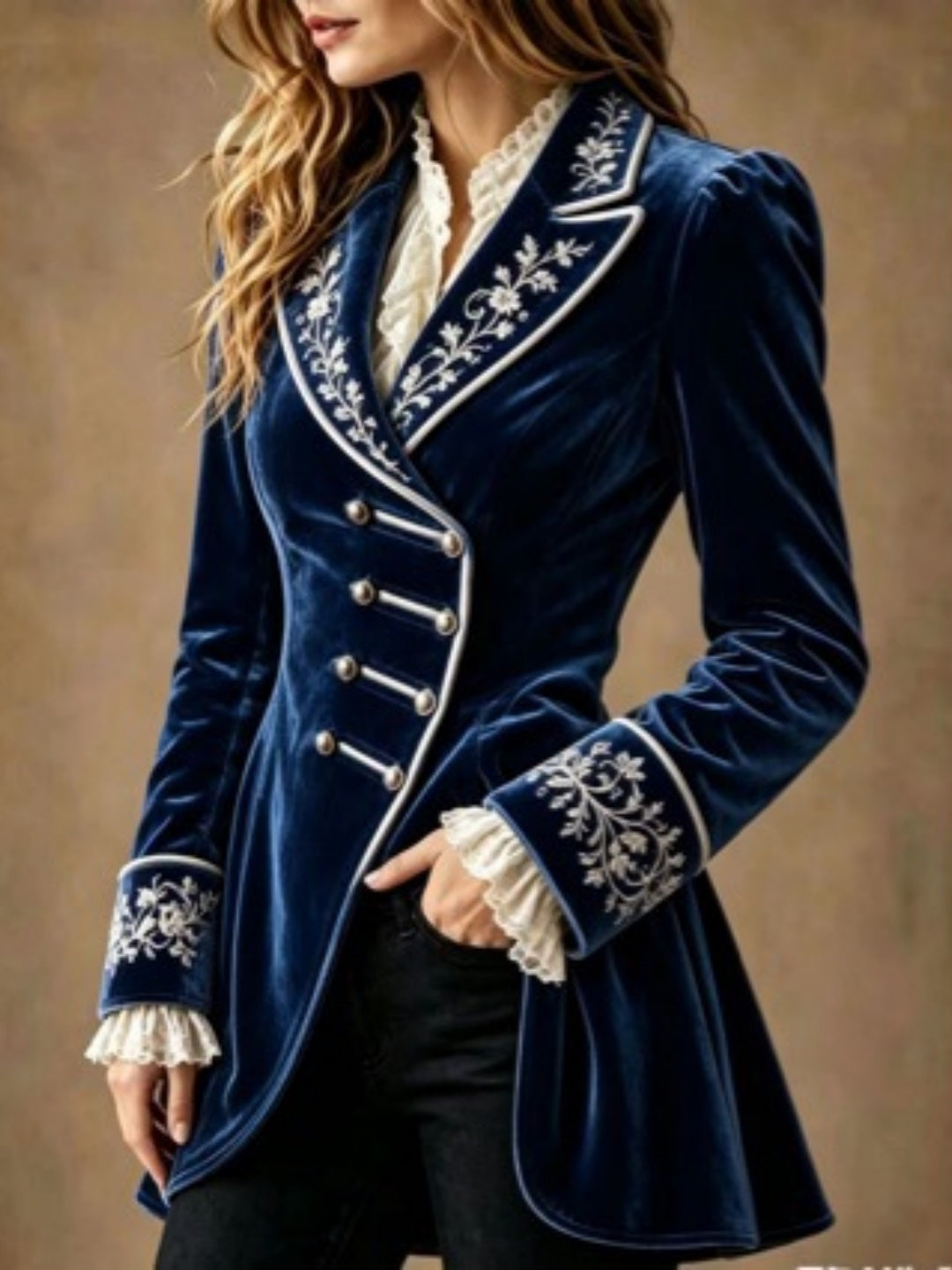 Alessandra Embroidered Velvet Blazer