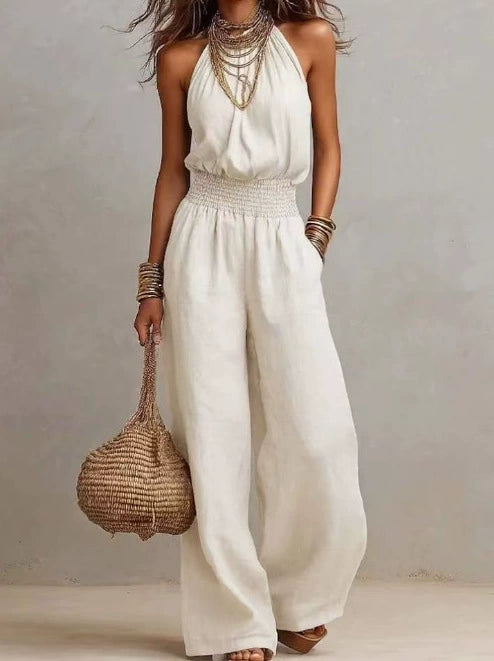 Dahlia Beige Sleeveless Pants Set