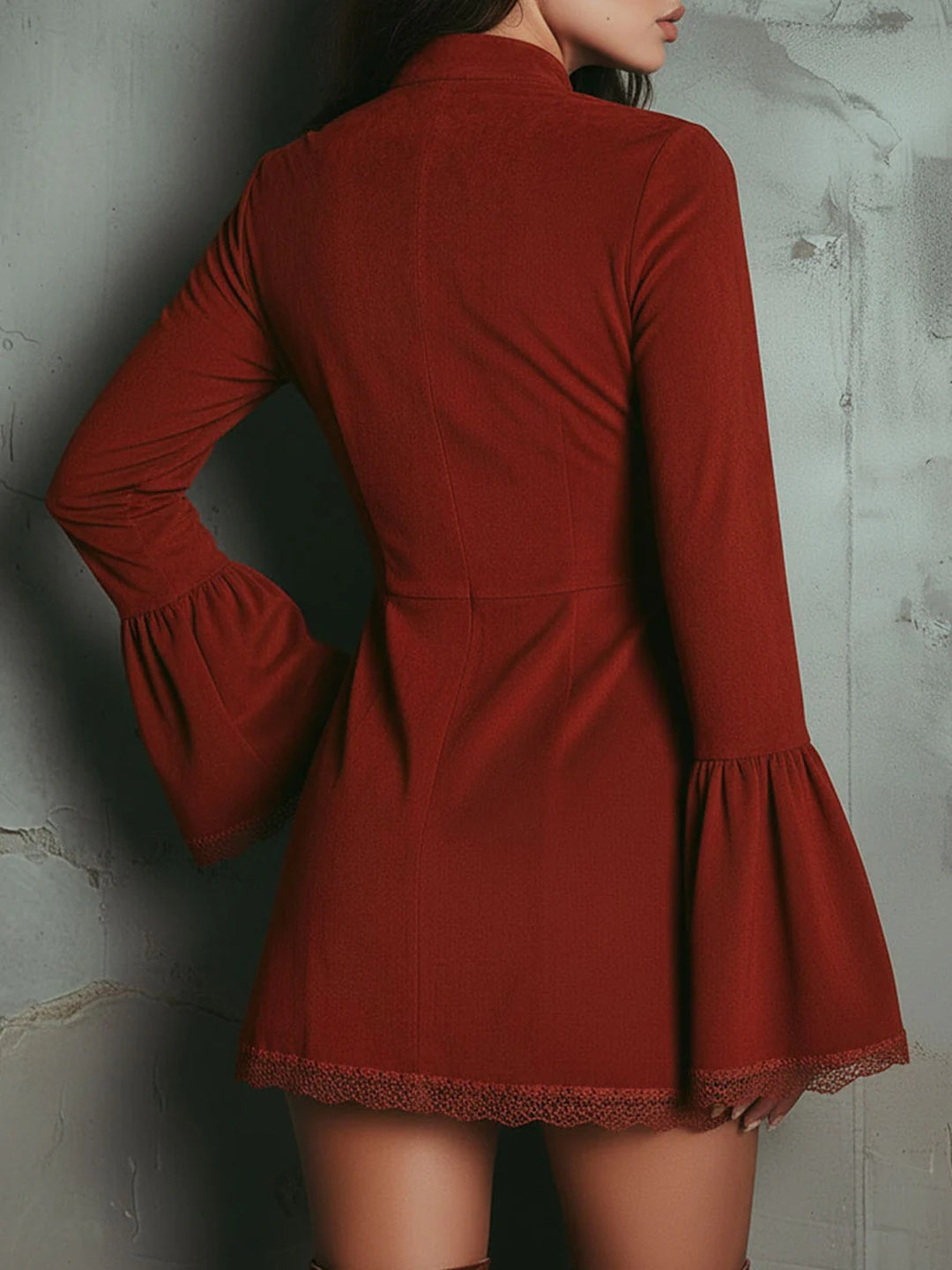 Rosa Embroidered Lace-Up Mini Dress