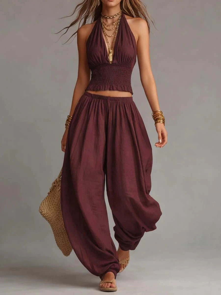 Nerina Ivory Halter Pants Set