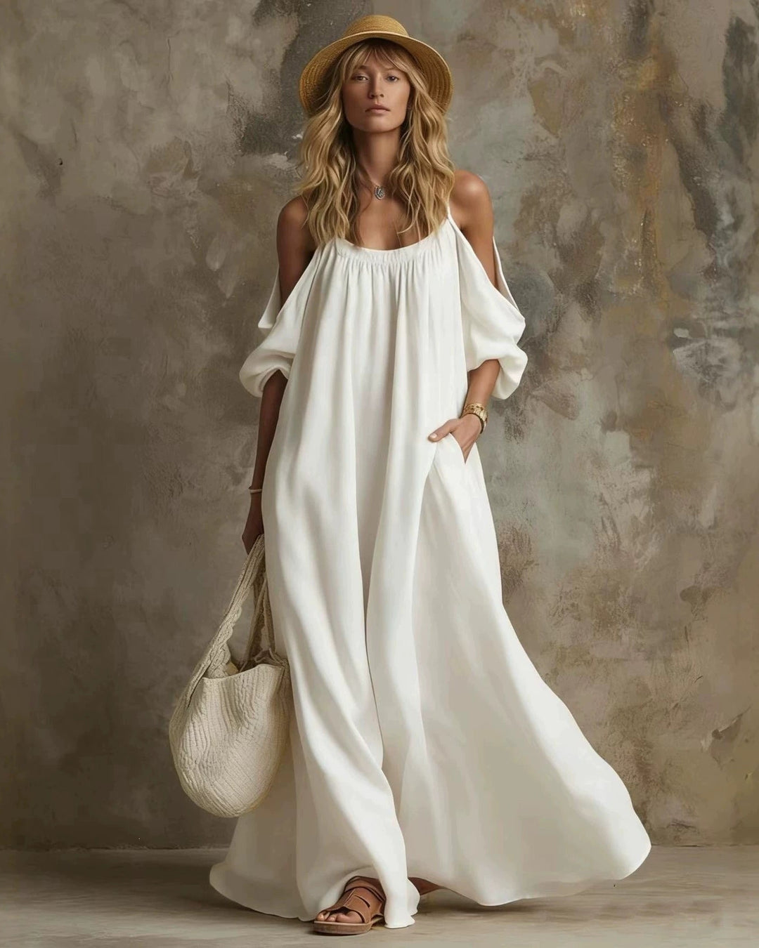 Livia Ivory Off-Shoulder Maxi Dress