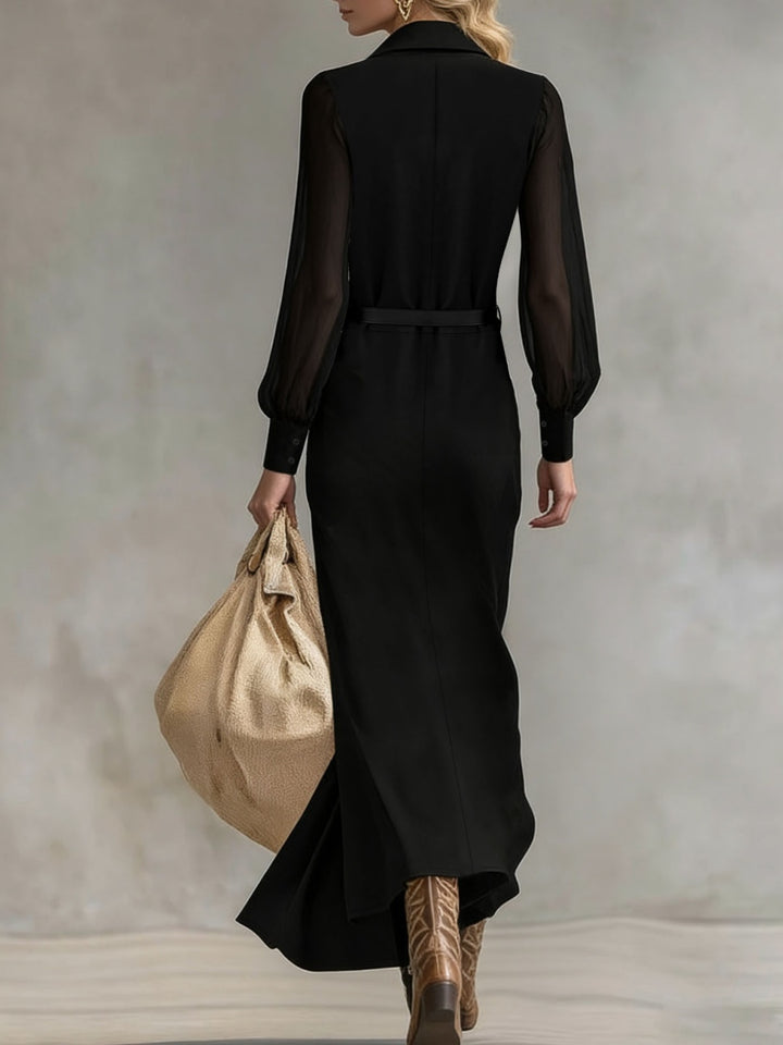 Alba Black Sheer-Sleeve Resort Set