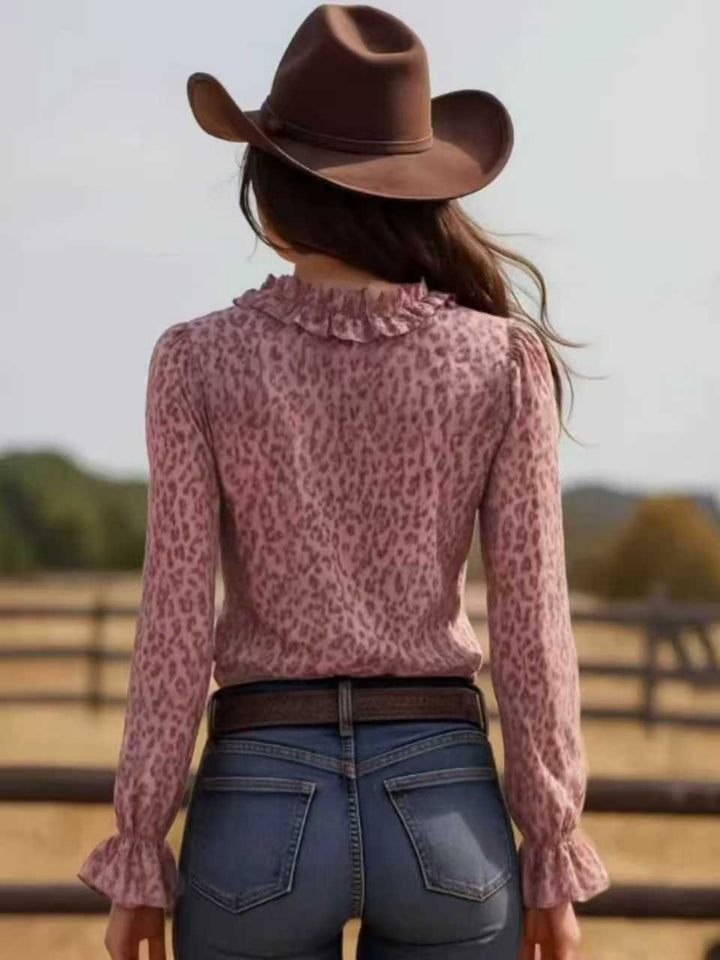 Sienna Rose Leopard Ruffle Blouse