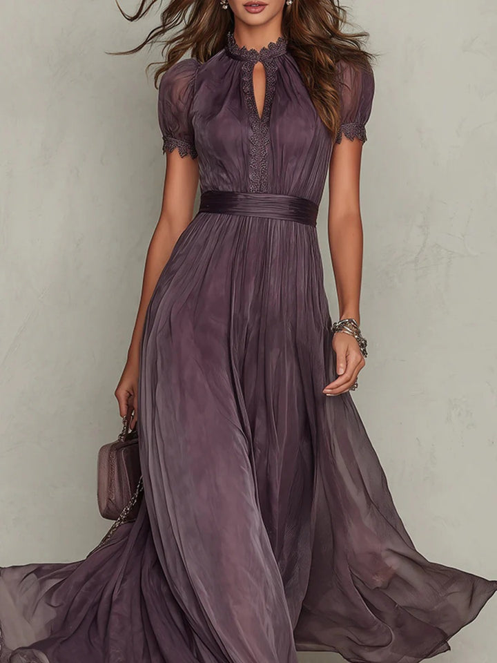Celeste Plum Ruffle-Sleeve Maxi Dress