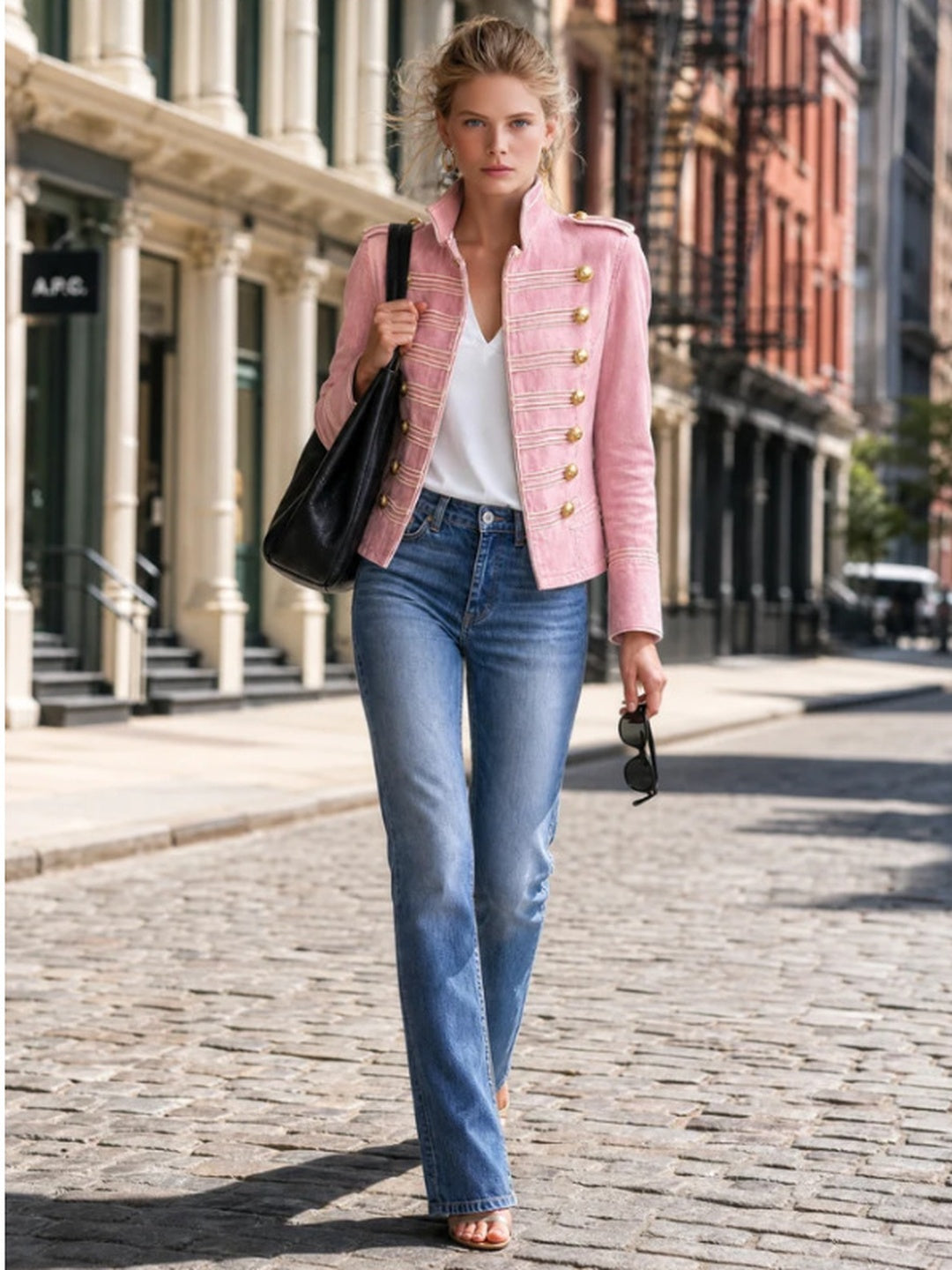 Gemma Gold-Button Knit Jacket