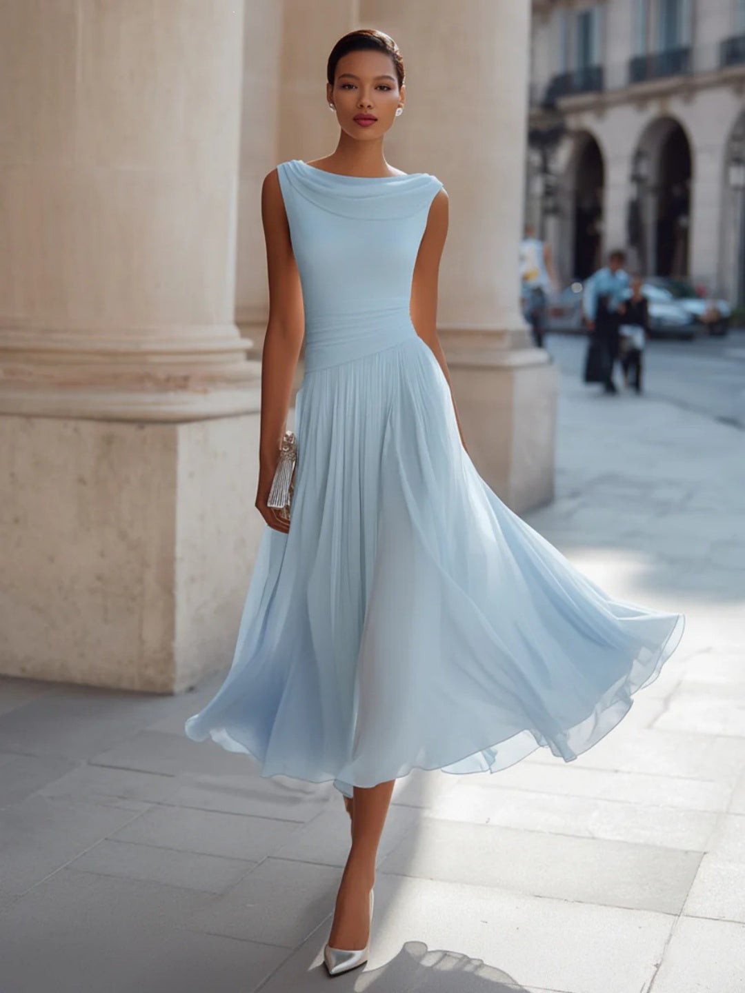 Aurelia Blush Sleeveless Midi Dress