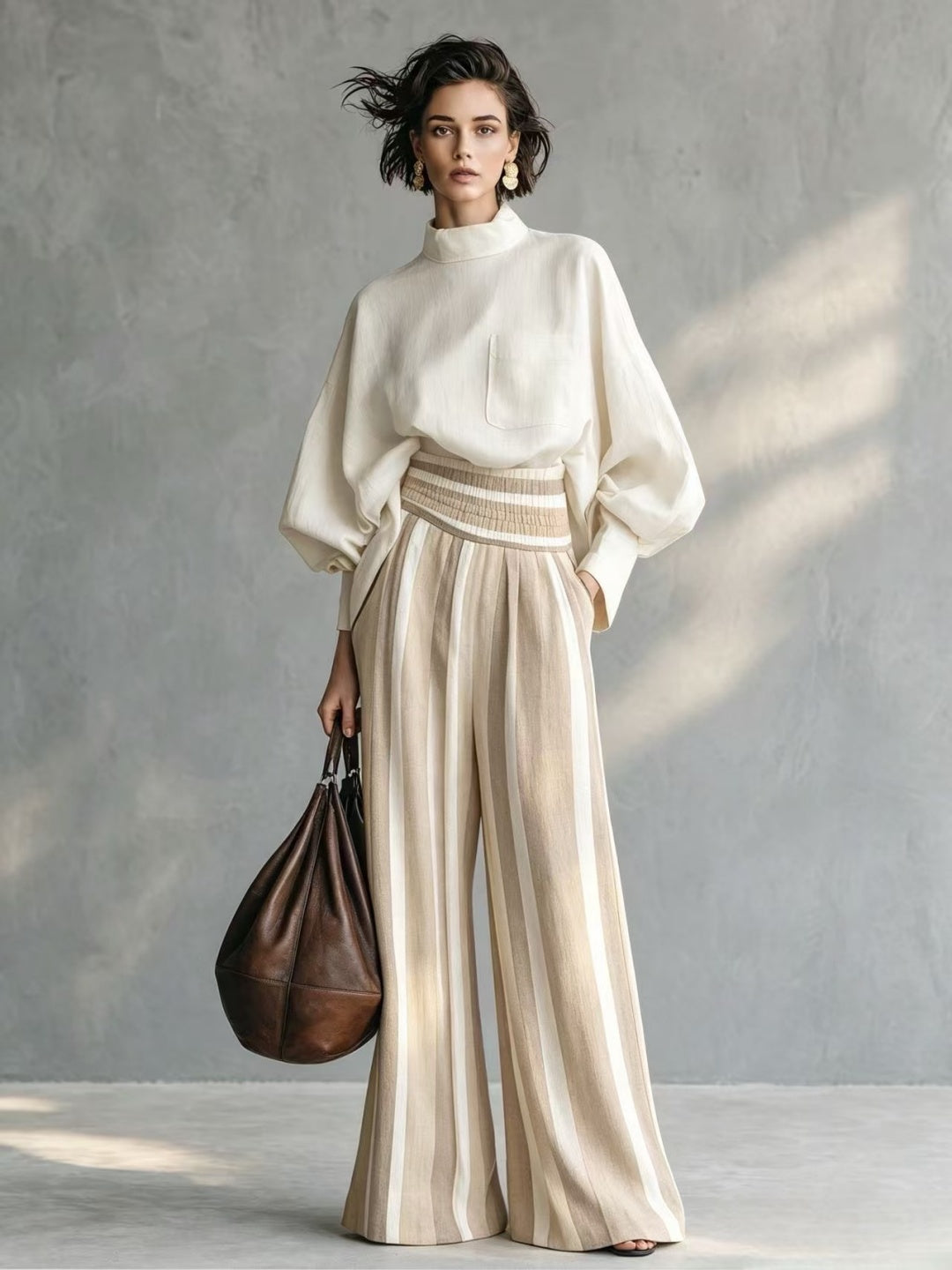 Vittoria Satin Striped Two-Piece Set