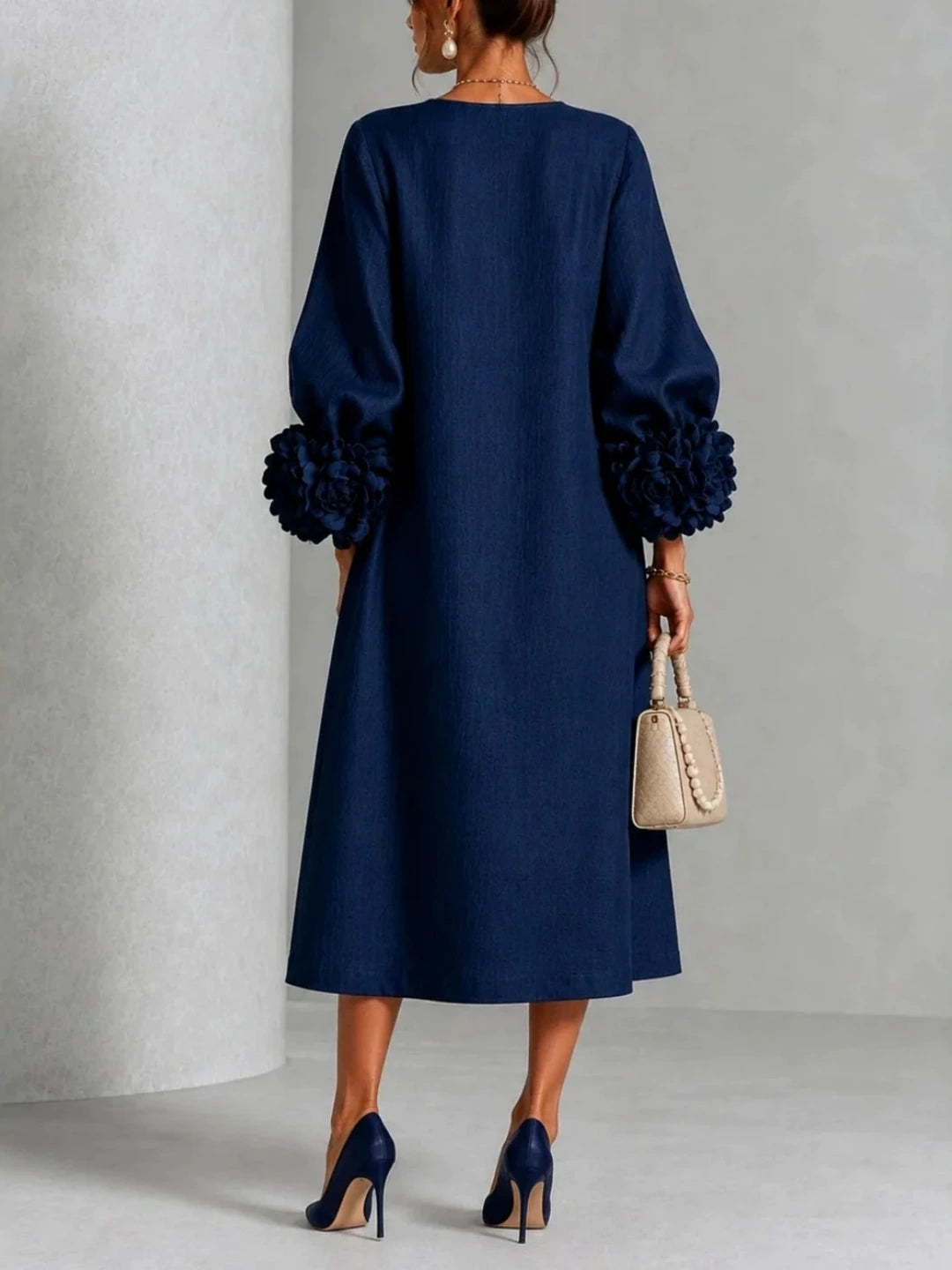 Paloma Puff-Sleeve Button Midi Dress