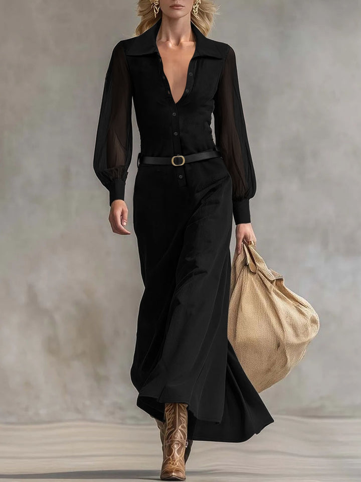 Alba Black Sheer-Sleeve Resort Set