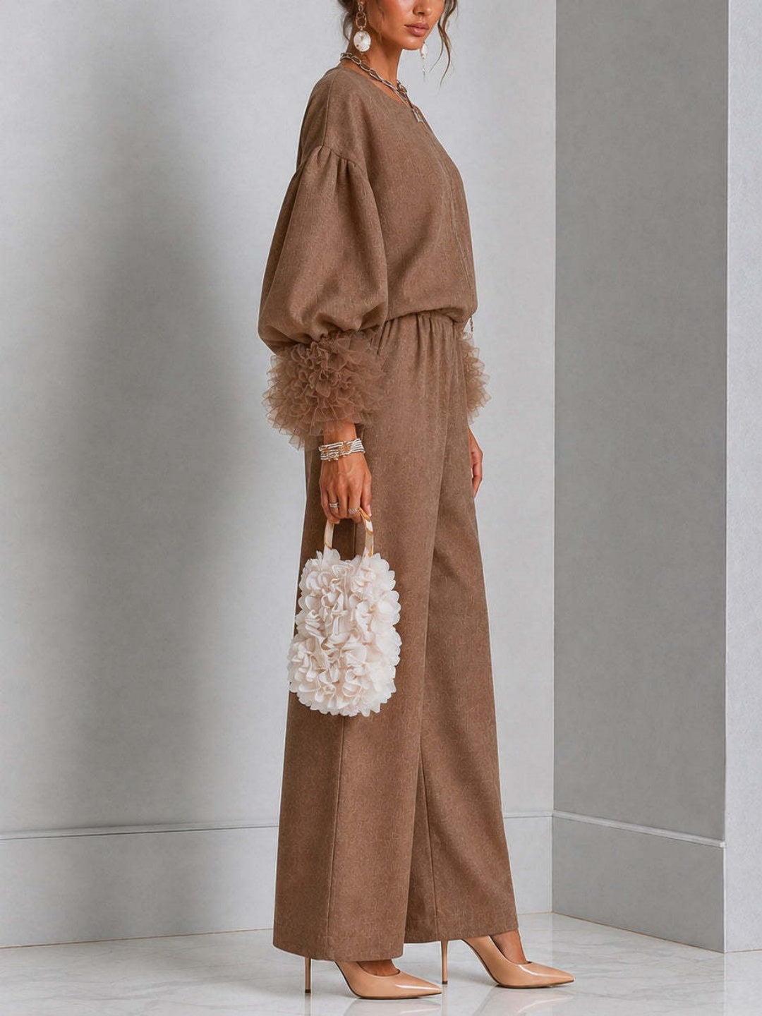 Rosalia Knit Top & Wide-Leg Trouser Set