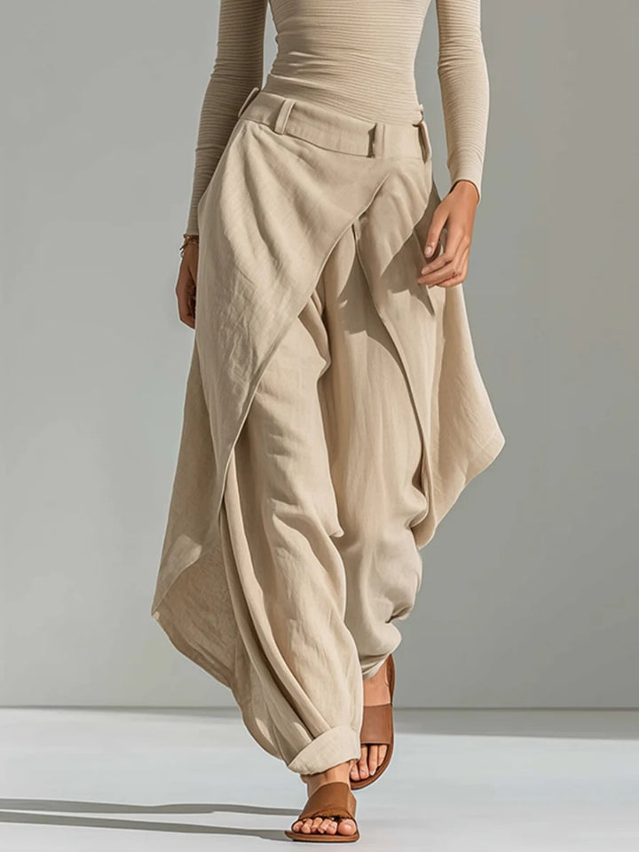 Elara Sand Draped Harem-Pant Set