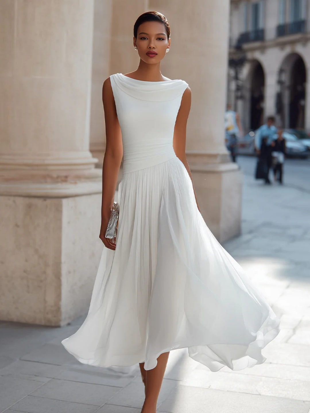Aurelia Blush Sleeveless Midi Dress