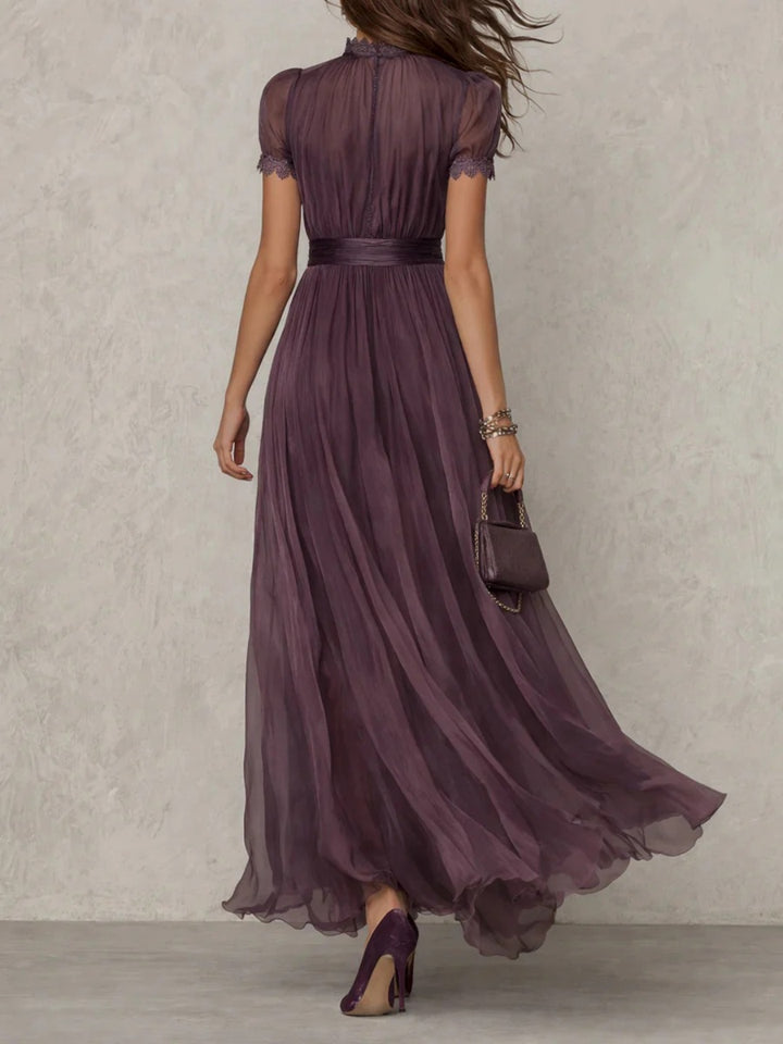 Celeste Plum Ruffle-Sleeve Maxi Dress