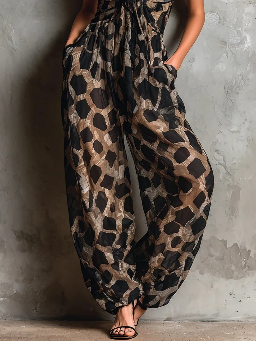 Paloma Leopard Halter Harem Jumpsuit