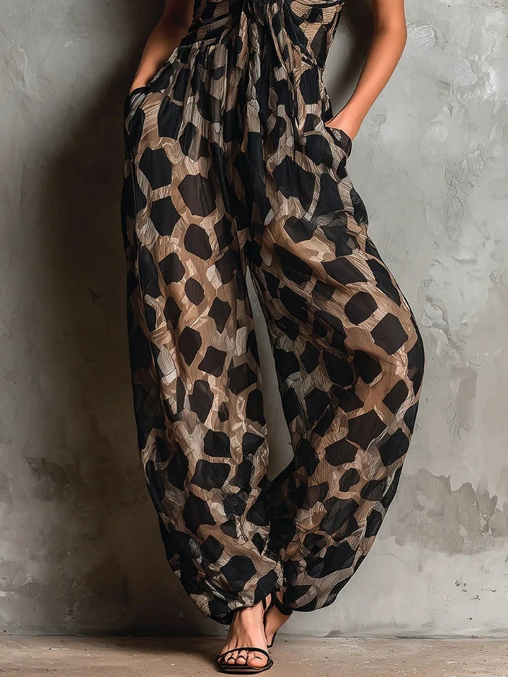 Paloma Leopard Halter Harem Jumpsuit