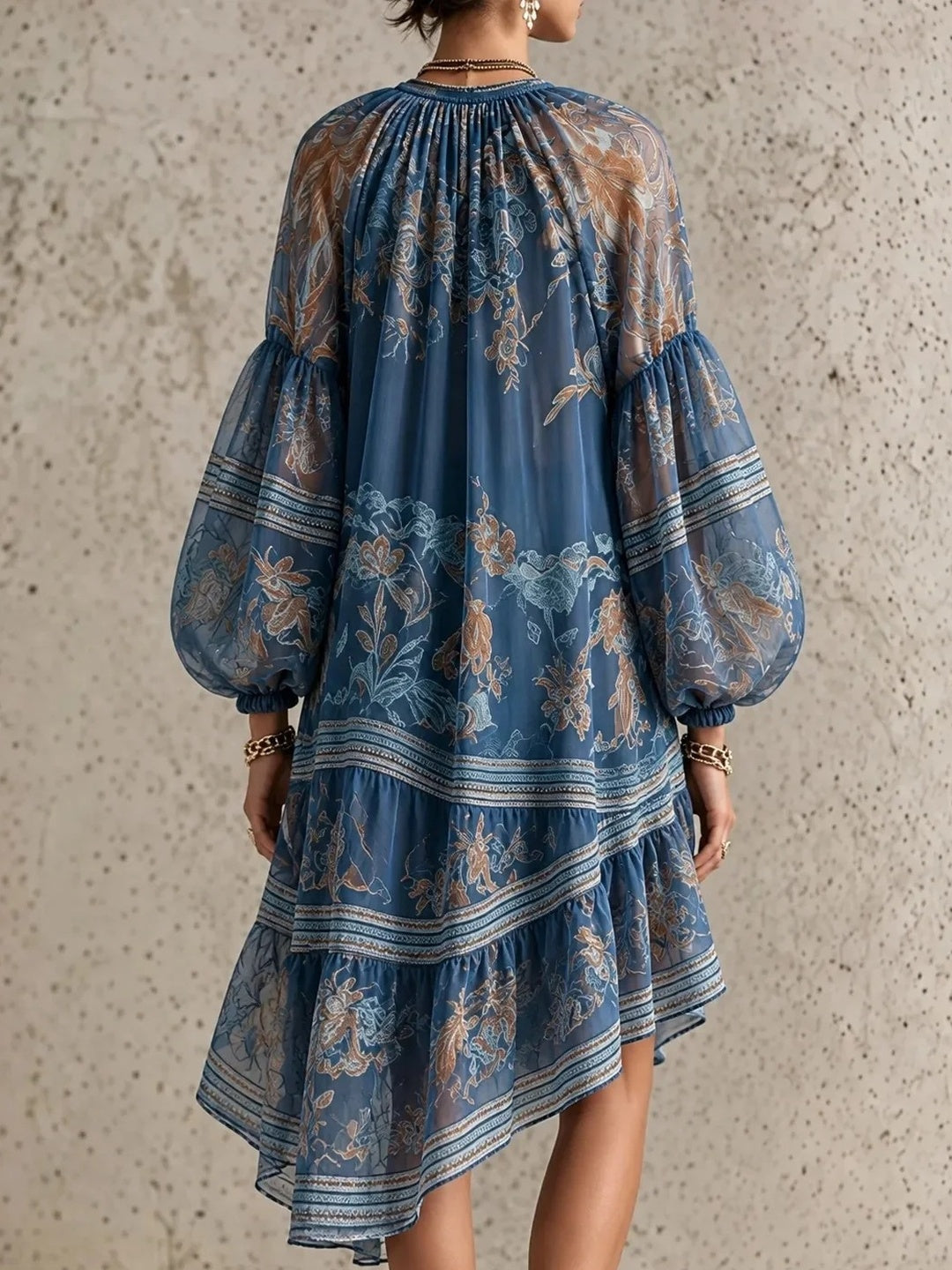 Celeste Sheer-Check Ruffle Mini Dress
