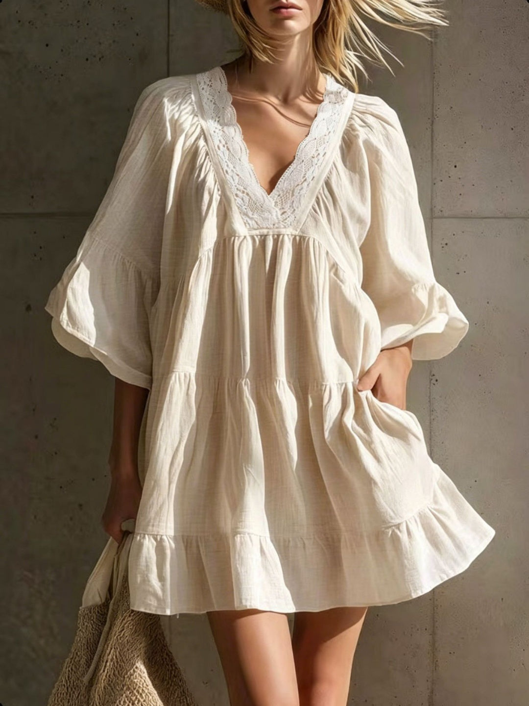 Dahlia White Babydoll Mini Dress