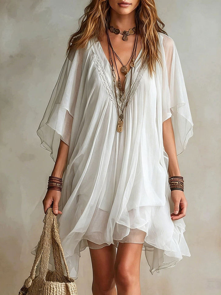 Serena White Sheer Cover-Up Dress