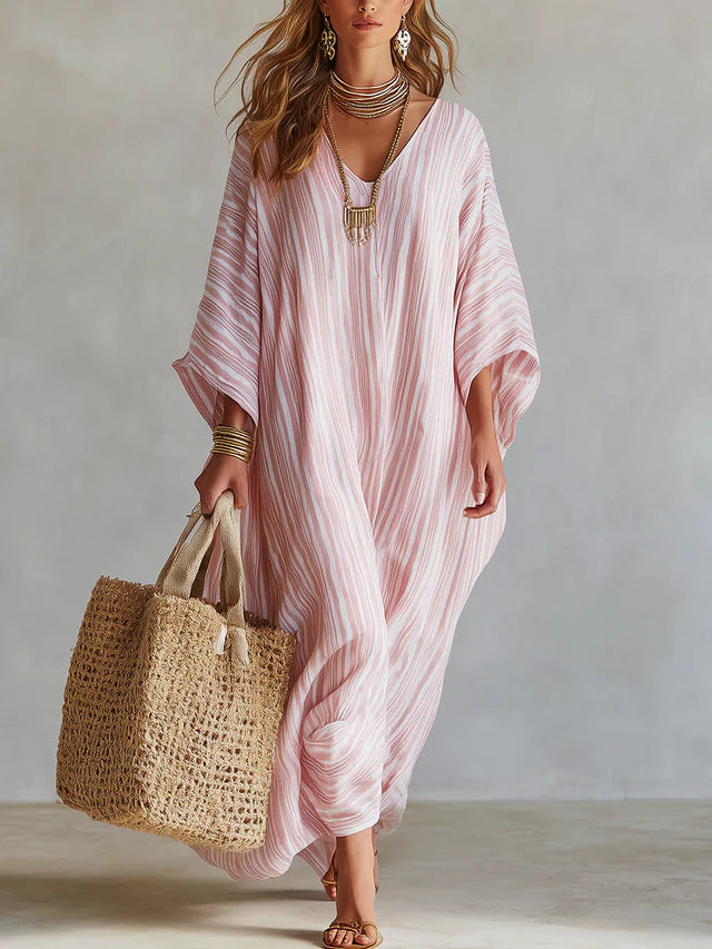 Ariella Pink Stripe Relaxed Kaftan Dress