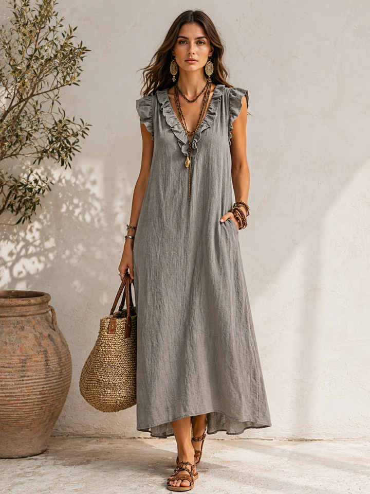 Isla Grey Sleeveless Midi Dress