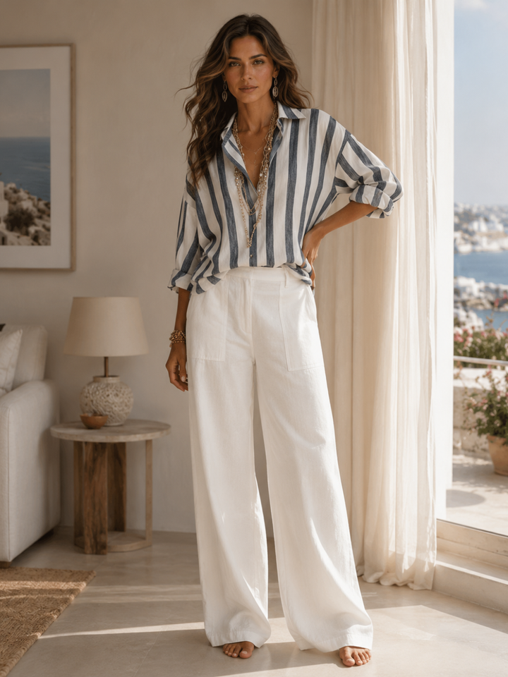 Luna Ivory Wide-Leg Pants