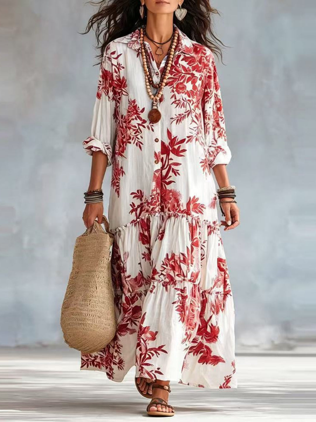 Chiara Blue Floral Shirt Dress