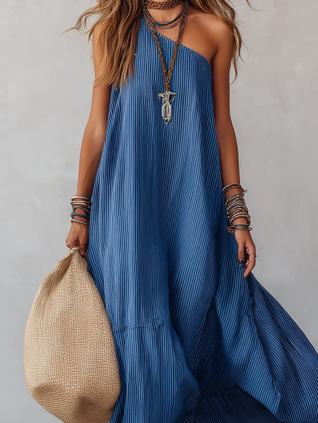 Elise Cobalt Blue Halter Maxi Dress