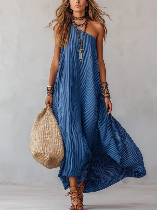 Elise Cobalt Blue Halter Maxi Dress